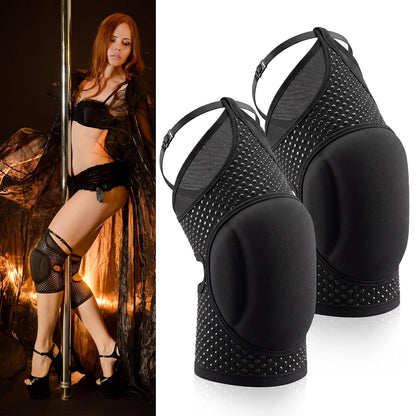 Seenelling 2 Pairs M Pole Dance Knee Pads for Women Protective Non-slip Knee Pads for Ballet Modern Floor Dance and Indoor Sports Yoga Volleyball Figure Skating