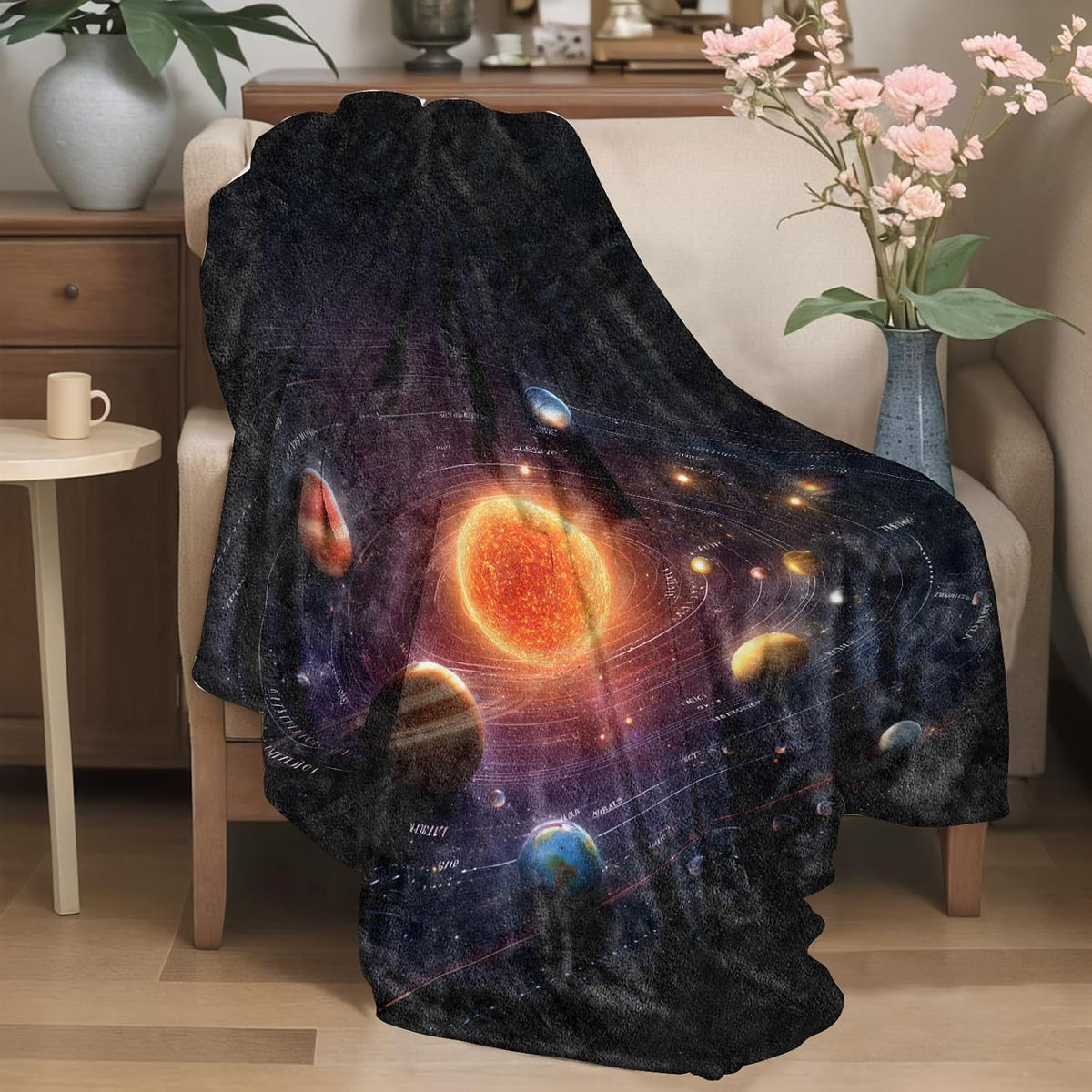 Mystical Lotus Flower Flannel Blanket Blue Chakra Design Warm Lightweight Throw Blankets for Sofa Picnic Travel and Gathering Decorate All Season Use Yoga and Meditation Lovers Gifts 50x60in