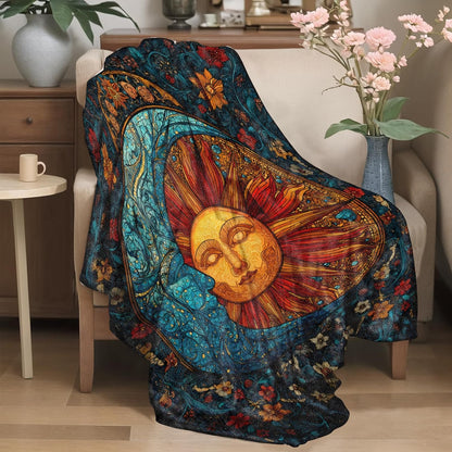 Mystical Lotus Flower Flannel Blanket Blue Chakra Design Warm Lightweight Throw Blankets for Sofa Picnic Travel and Gathering Decorate All Season Use Yoga and Meditation Lovers Gifts 50x60in
