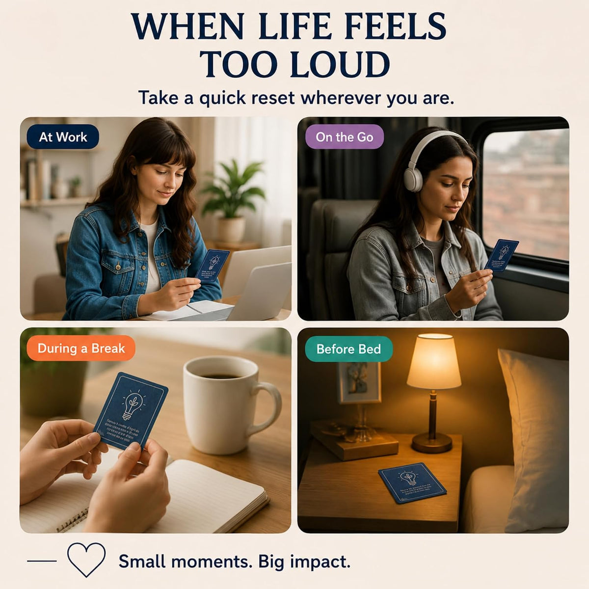 52 Mindfulness Cards for Stress Relief & Everyday Calm, 60-Second Self Care Prompt Deck for Gratitude, Grounding & Meditation, Wellness Gifts for Women and Men