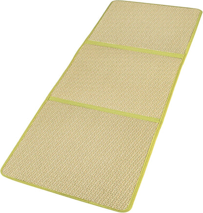 Japanese Tatami Mat Foldable Floor Mats Non-Slip Futon Mattress Sleeping Mat Summer Yoga Mat Indoor Outdoor Runner Rug Area Rug for Bedroom Living Room,Green