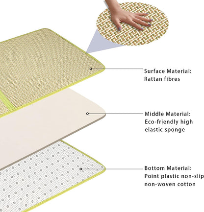 Japanese Tatami Mat Foldable Floor Mats Non-Slip Futon Mattress Sleeping Mat Summer Yoga Mat Indoor Outdoor Runner Rug Area Rug for Bedroom Living Room,Green