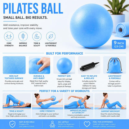Pilates Ring Set for Women, 12 Inch Pilates Circle with Ball, Resistance Bands, Pilates Socks & Home Workout Accessories, Pilates Equipment Kit for Fitness, Studio & Travel