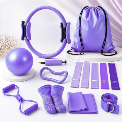 Pilates Ring Set for Women, 12 Inch Pilates Circle with Ball, Resistance Bands, Pilates Socks & Home Workout Accessories, Pilates Equipment Kit for Fitness, Studio & Travel
