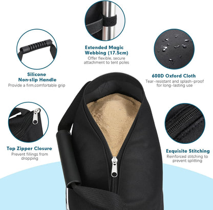 4 Pack 120 LBS Zipper Top Sand Bags for Canopy Legs, No Sand