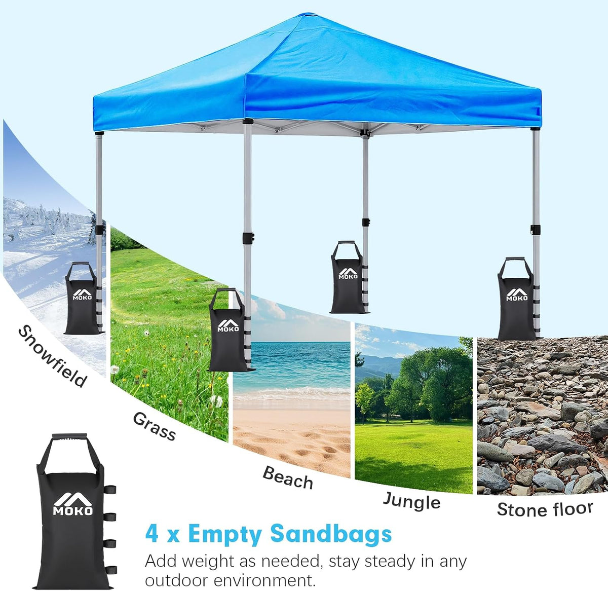 4 Pack 120 LBS Zipper Top Sand Bags for Canopy Legs, No Sand