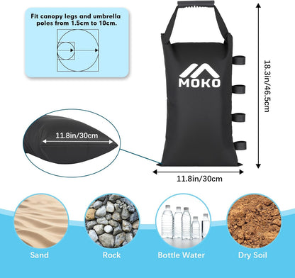 4 Pack 120 LBS Zipper Top Sand Bags for Canopy Legs, No Sand