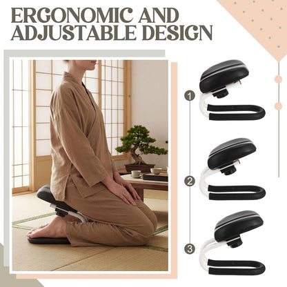 Meditation Bench with Carrying Bag, 3 Level Adjustable Metal Meditation Stool, Non-Slip Prayer Kneeling Stool with Cushion, Ergonomic Prayer Chair for Meditations Yoga(Black)