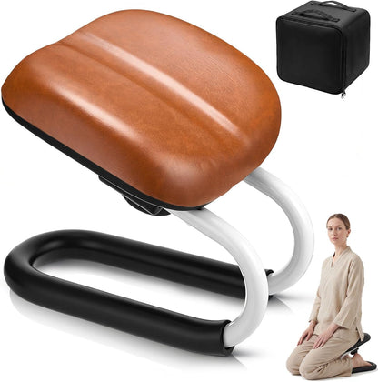 Meditation Bench with Carrying Bag, 3 Level Adjustable Metal Meditation Stool, Non-Slip Prayer Kneeling Stool with Cushion, Ergonomic Prayer Chair for Meditations Yoga(Black)