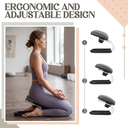 Meditation Bench with Carrying Bag, 3 Level Adjustable Metal Meditation Stool, Non-Slip Prayer Kneeling Stool with Cushion, Ergonomic Prayer Chair for Meditations Yoga(Black)