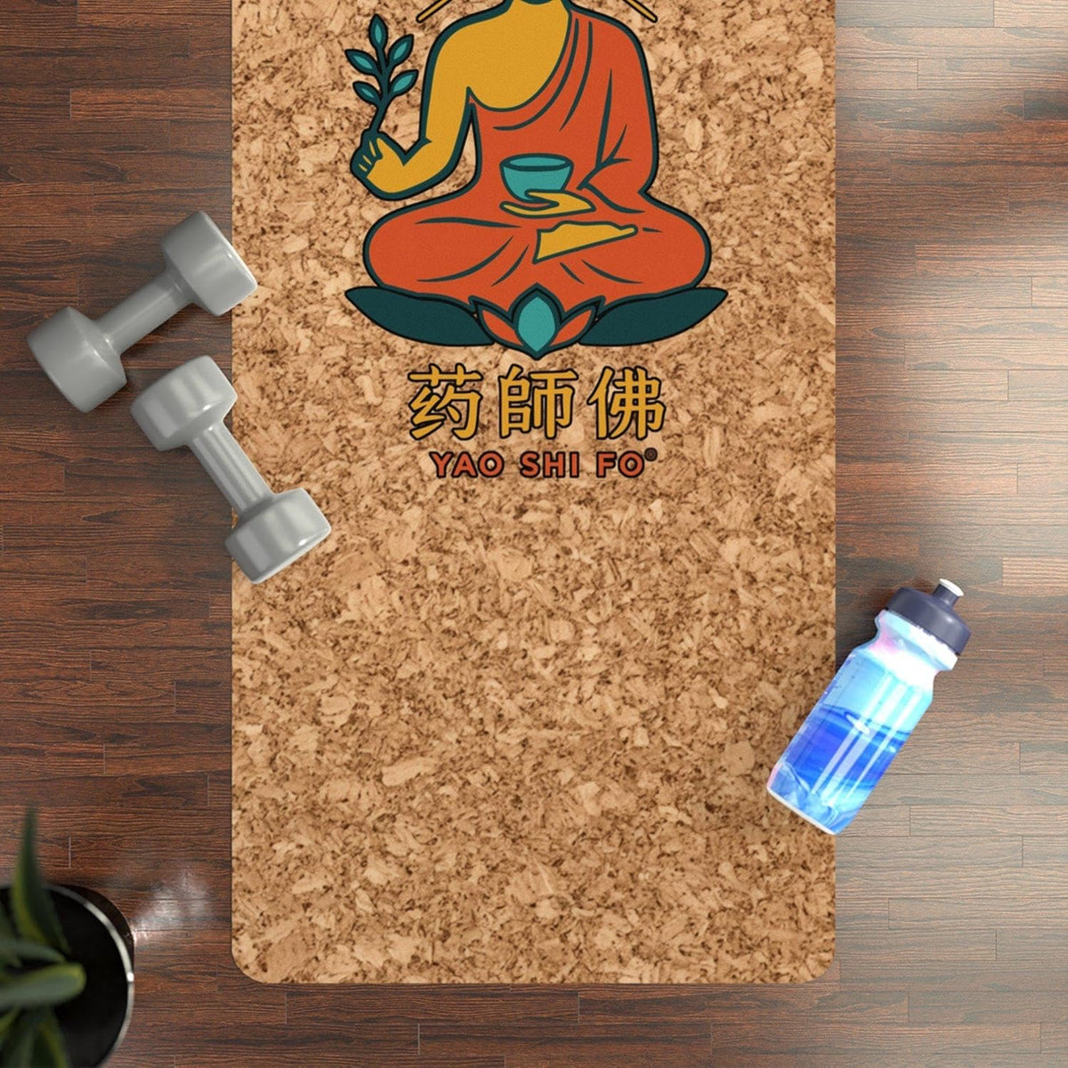 Cork Yoga Mat Green Orange - 4mm FSC Cork & Natural Rubber, Excellent Grip, Sustainable Yoga Mat