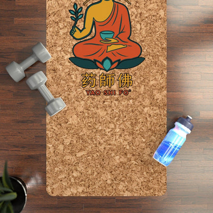 Cork Yoga Mat Green Orange - 4mm FSC Cork & Natural Rubber, Excellent Grip, Sustainable Yoga Mat
