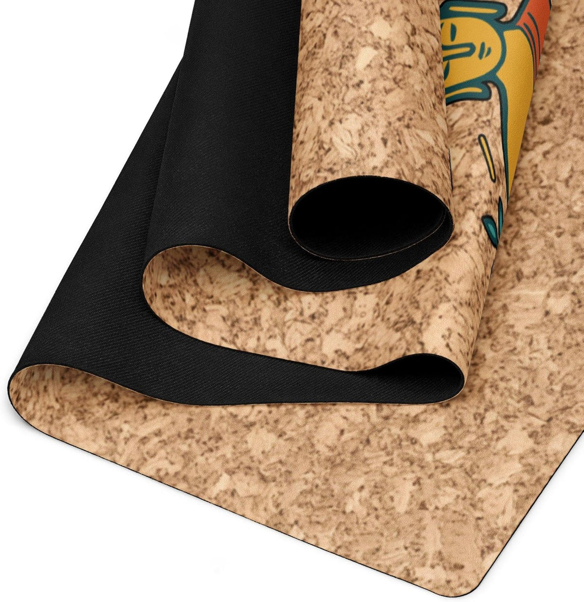 Cork Yoga Mat Green Orange - 4mm FSC Cork & Natural Rubber, Excellent Grip, Sustainable Yoga Mat
