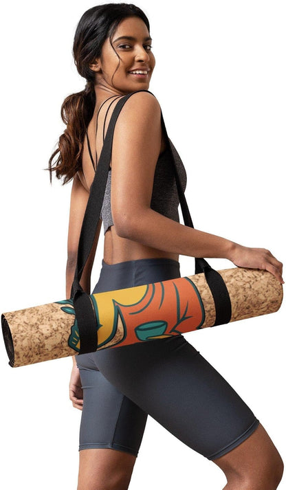 Cork Yoga Mat Green Orange - 4mm FSC Cork & Natural Rubber, Excellent Grip, Sustainable Yoga Mat