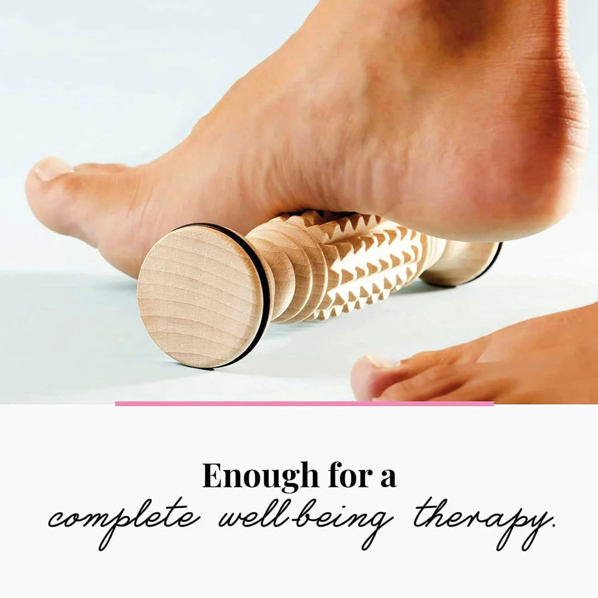 tuuli Accessories - Wooden Foot Massager, Grooved Muscle Roller, Helps Ease Muscle Tension, Supports Blood Circulation, Natural Wood Therapy Massage Tools, 8 x 2 inches