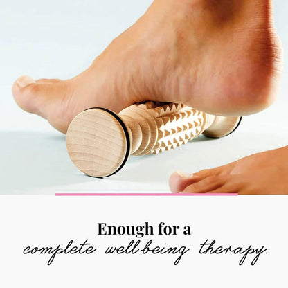 tuuli Accessories - Wooden Foot Massager, Grooved Muscle Roller, Helps Ease Muscle Tension, Supports Blood Circulation, Natural Wood Therapy Massage Tools, 8 x 2 inches