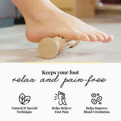 tuuli Accessories - Wooden Foot Massager, Grooved Muscle Roller, Helps Ease Muscle Tension, Supports Blood Circulation, Natural Wood Therapy Massage Tools, 8 x 2 inches