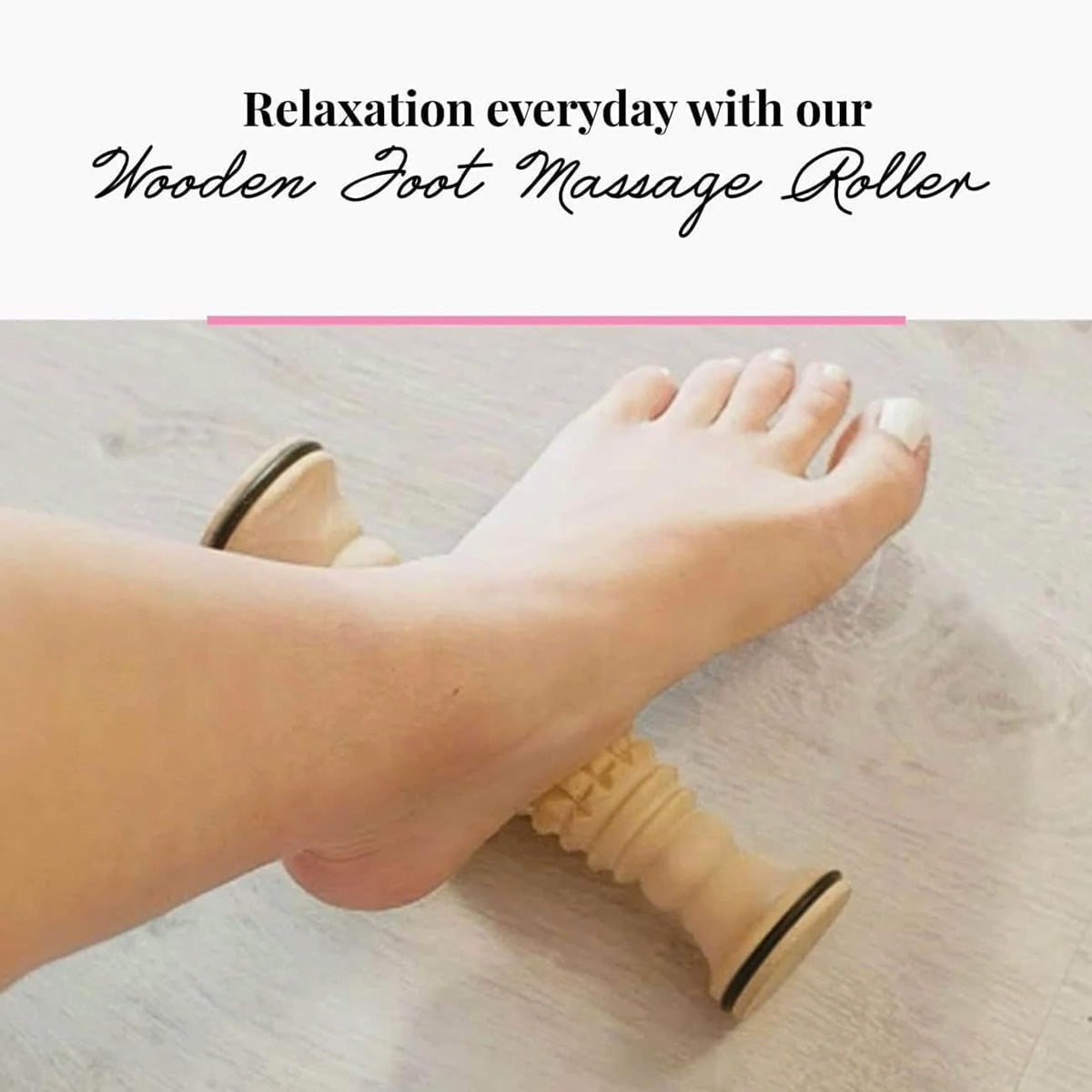 tuuli Accessories - Wooden Foot Massager, Grooved Muscle Roller, Helps Ease Muscle Tension, Supports Blood Circulation, Natural Wood Therapy Massage Tools, 8 x 2 inches