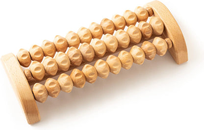 tuuli Accessories - Wooden Foot Massager, Grooved Muscle Roller, Helps Ease Muscle Tension, Supports Blood Circulation, Natural Wood Therapy Massage Tools, 8 x 2 inches