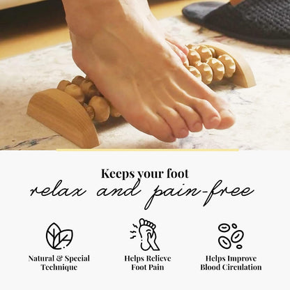 tuuli Accessories - Wooden Foot Massager, Grooved Muscle Roller, Helps Ease Muscle Tension, Supports Blood Circulation, Natural Wood Therapy Massage Tools, 8 x 2 inches