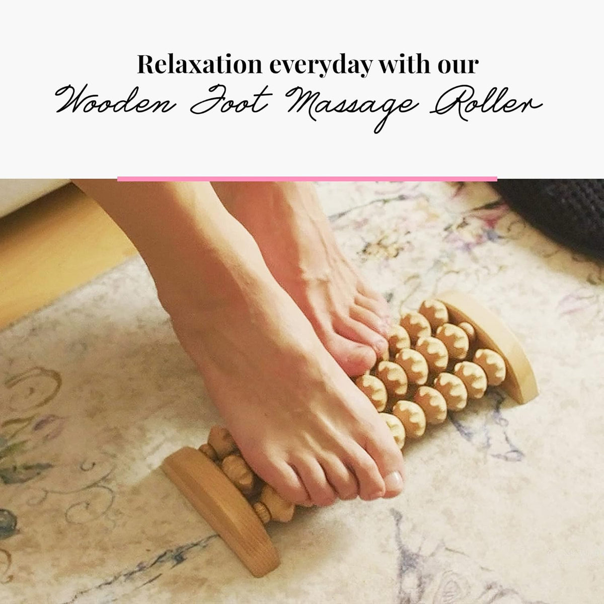 tuuli Accessories - Wooden Foot Massager, Grooved Muscle Roller, Helps Ease Muscle Tension, Supports Blood Circulation, Natural Wood Therapy Massage Tools, 8 x 2 inches