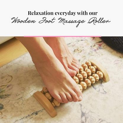 tuuli Accessories - Wooden Foot Massager, Grooved Muscle Roller, Helps Ease Muscle Tension, Supports Blood Circulation, Natural Wood Therapy Massage Tools, 8 x 2 inches