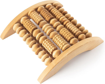tuuli Accessories - Wooden Foot Massager, Grooved Muscle Roller, Helps Ease Muscle Tension, Supports Blood Circulation, Natural Wood Therapy Massage Tools, 8 x 2 inches