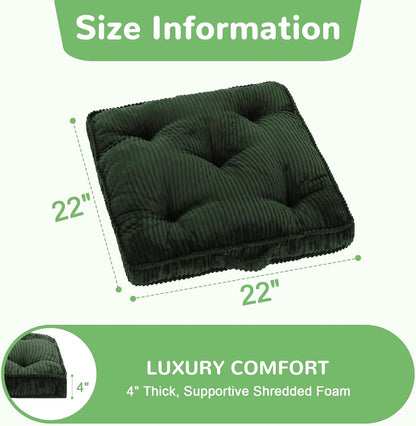 Meditation Floor Cushion, 22x22 Tufted Floor Pillow for Adults