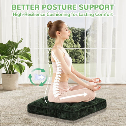 Meditation Floor Cushion, 22x22 Tufted Floor Pillow for Adults