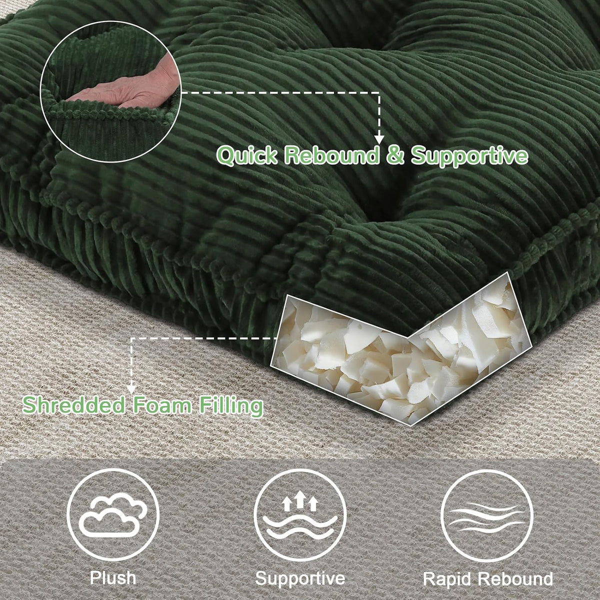 Meditation Floor Cushion, 22x22 Tufted Floor Pillow for Adults