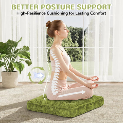 Meditation Floor Cushion, 22x22 Tufted Floor Pillow for Adults