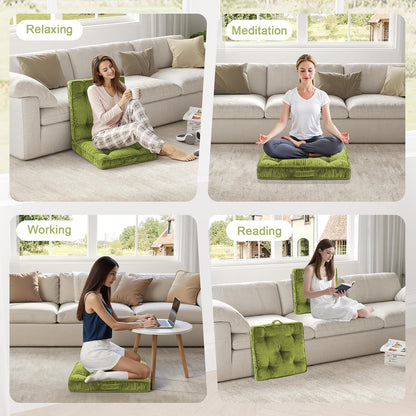 Meditation Floor Cushion, 22x22 Tufted Floor Pillow for Adults