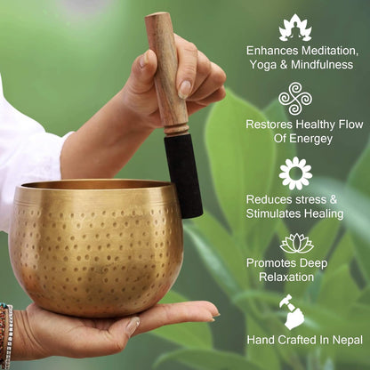 Tibetan Ring Gong Meditation Singing Bowl Mallet Cushion Set (Jumbo)