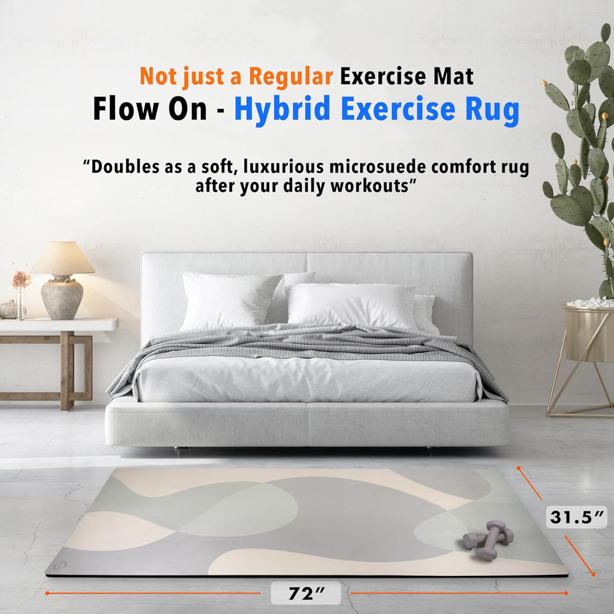 Home Exercise Rug – Luxury 1/2" (10MM) Extra Thick Yoga Mat, Non-Slip Suede & Natural Rubber, Long & Wide for Stretching, Fitness & Decor – 72" x 31.5"