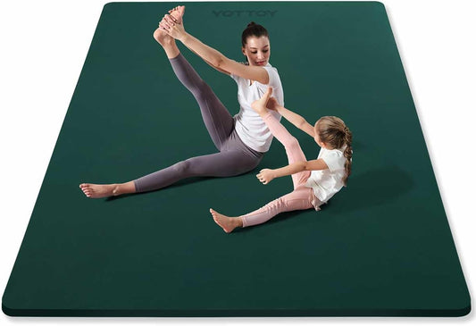 Large Yoga Mat (75 * 52 * 1/2inch),Extra Wide TPE Exercise Mat,Non-Slip Workout Mat for Pilates, Fitness, Barefoot, Home Gym Studio with Strap and Towel