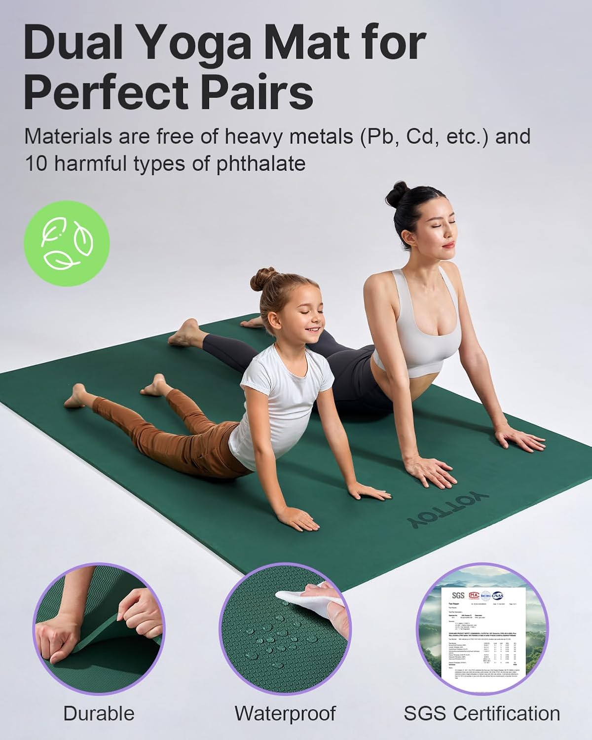 Large Yoga Mat (75 * 52 * 1/2inch),Extra Wide TPE Exercise Mat,Non-Slip Workout Mat for Pilates, Fitness, Barefoot, Home Gym Studio with Strap and Towel