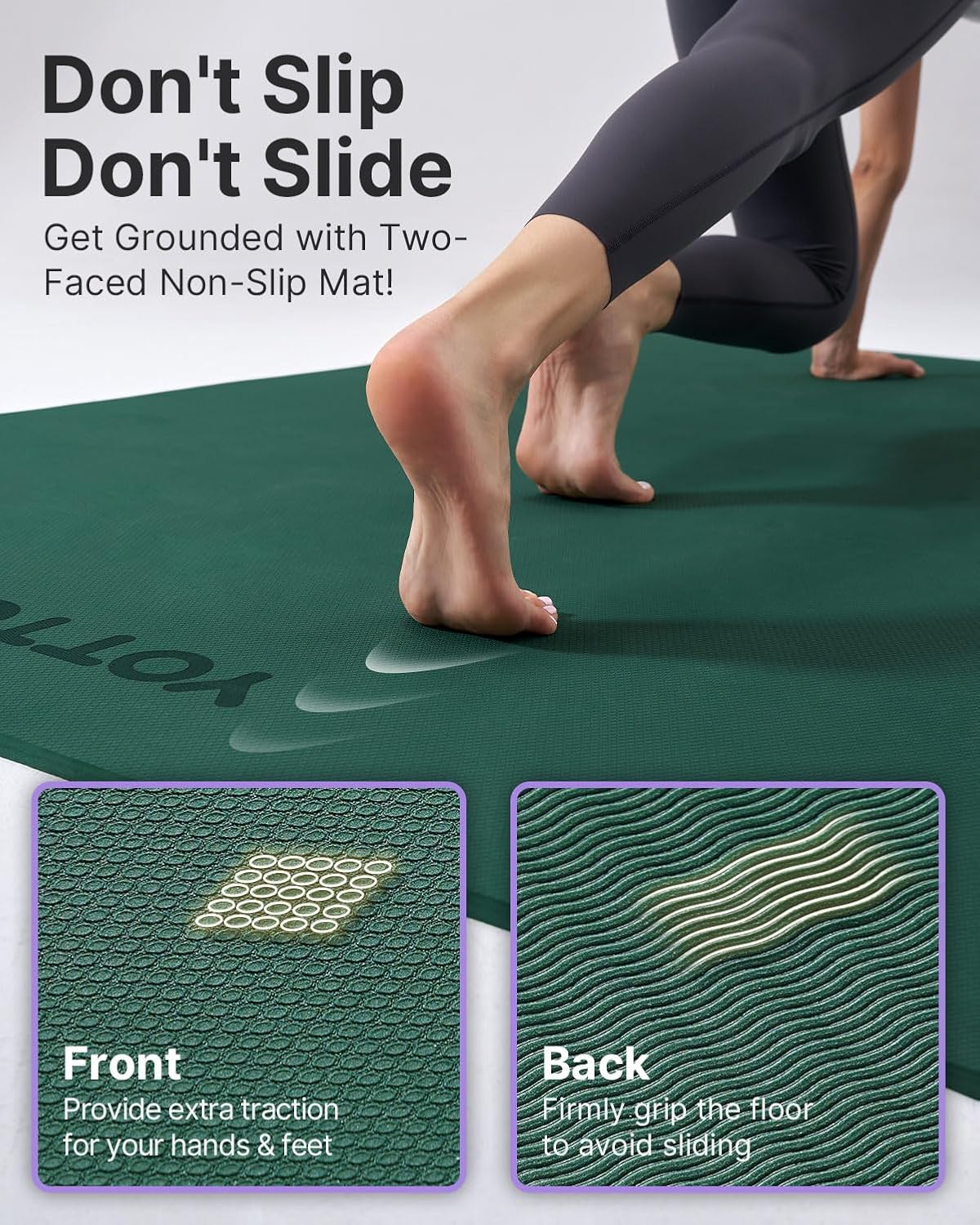 Large Yoga Mat (75 * 52 * 1/2inch),Extra Wide TPE Exercise Mat,Non-Slip Workout Mat for Pilates, Fitness, Barefoot, Home Gym Studio with Strap and Towel