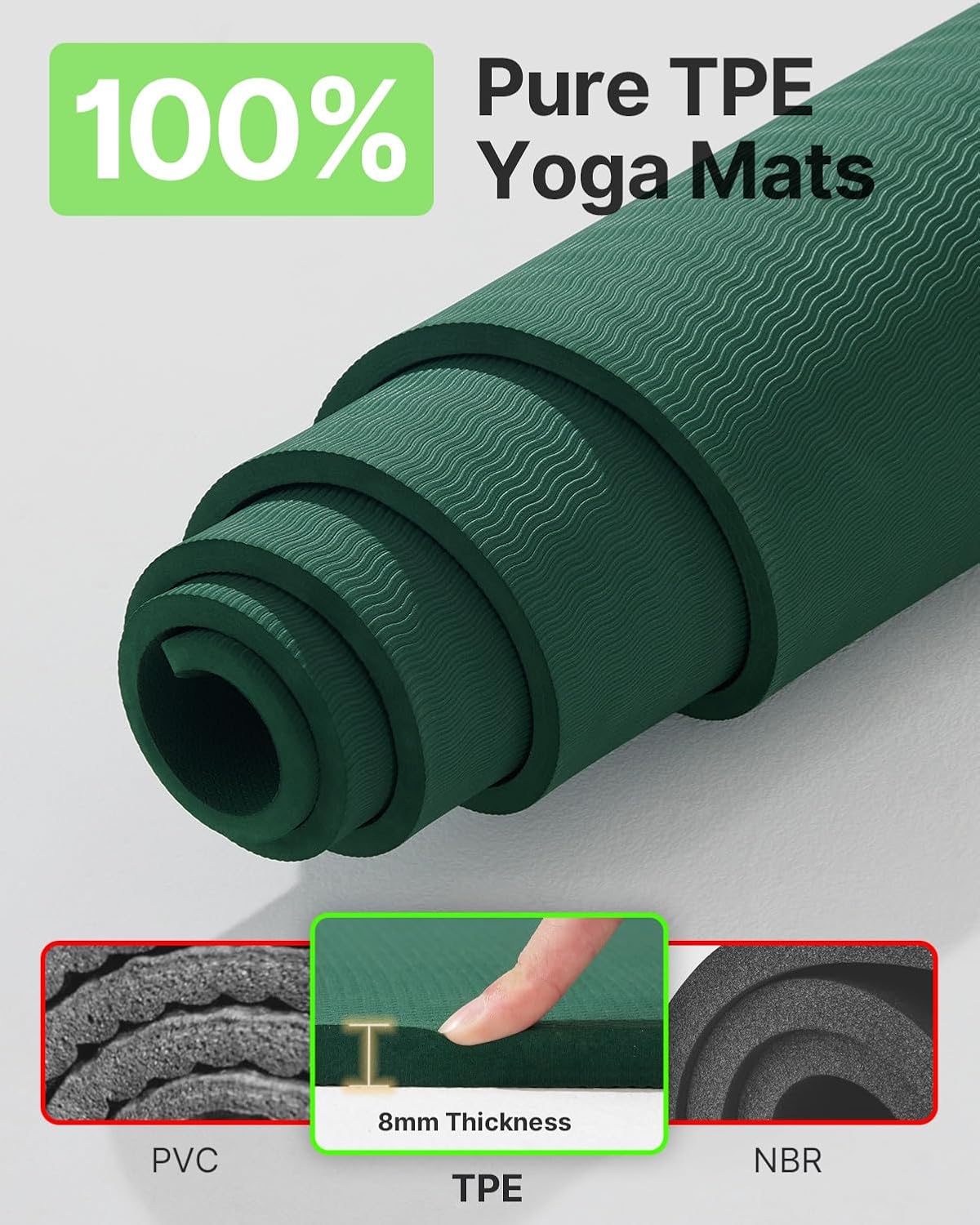 Large Yoga Mat (75 * 52 * 1/2inch),Extra Wide TPE Exercise Mat,Non-Slip Workout Mat for Pilates, Fitness, Barefoot, Home Gym Studio with Strap and Towel