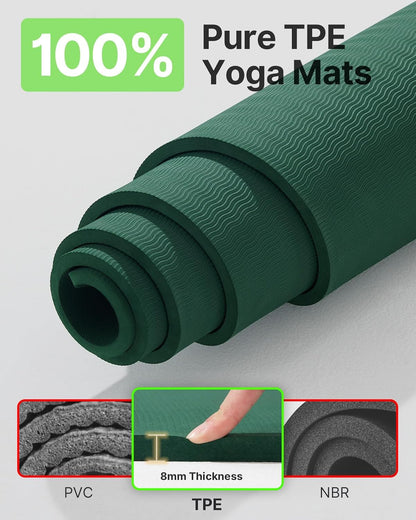 Large Yoga Mat (75 * 52 * 1/2inch),Extra Wide TPE Exercise Mat,Non-Slip Workout Mat for Pilates, Fitness, Barefoot, Home Gym Studio with Strap and Towel