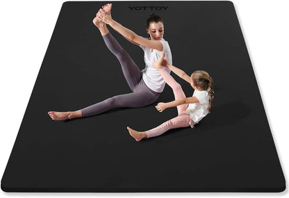Large Yoga Mat (75 * 52 * 1/2inch),Extra Wide TPE Exercise Mat,Non-Slip Workout Mat for Pilates, Fitness, Barefoot, Home Gym Studio with Strap and Towel