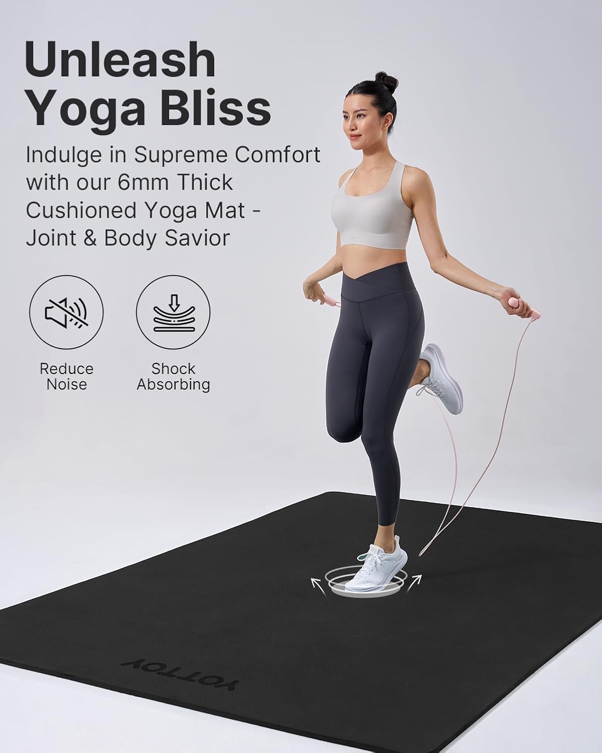 Large Yoga Mat (75 * 52 * 1/2inch),Extra Wide TPE Exercise Mat,Non-Slip Workout Mat for Pilates, Fitness, Barefoot, Home Gym Studio with Strap and Towel