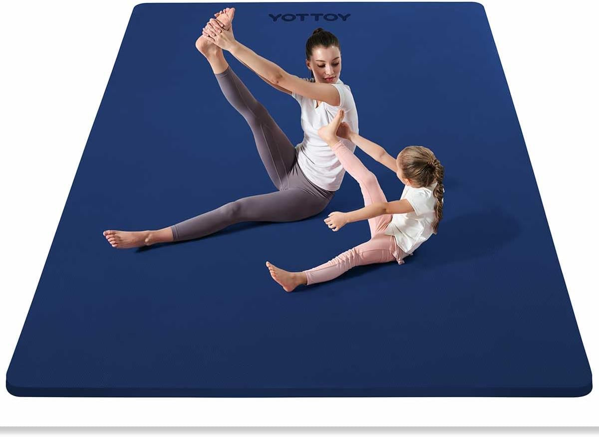 Large Yoga Mat (75 * 52 * 1/2inch),Extra Wide TPE Exercise Mat,Non-Slip Workout Mat for Pilates, Fitness, Barefoot, Home Gym Studio with Strap and Towel