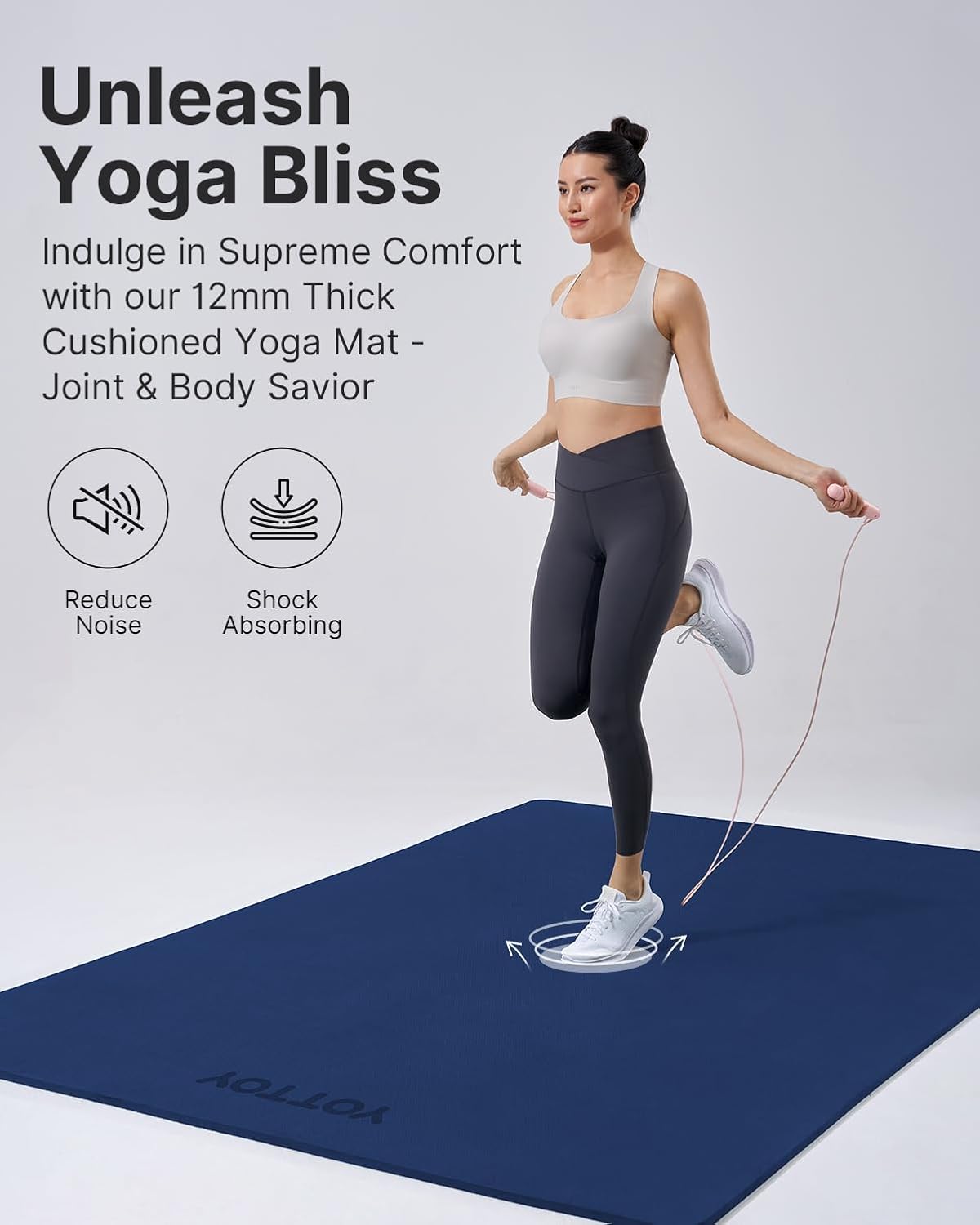 Large Yoga Mat (75 * 52 * 1/2inch),Extra Wide TPE Exercise Mat,Non-Slip Workout Mat for Pilates, Fitness, Barefoot, Home Gym Studio with Strap and Towel