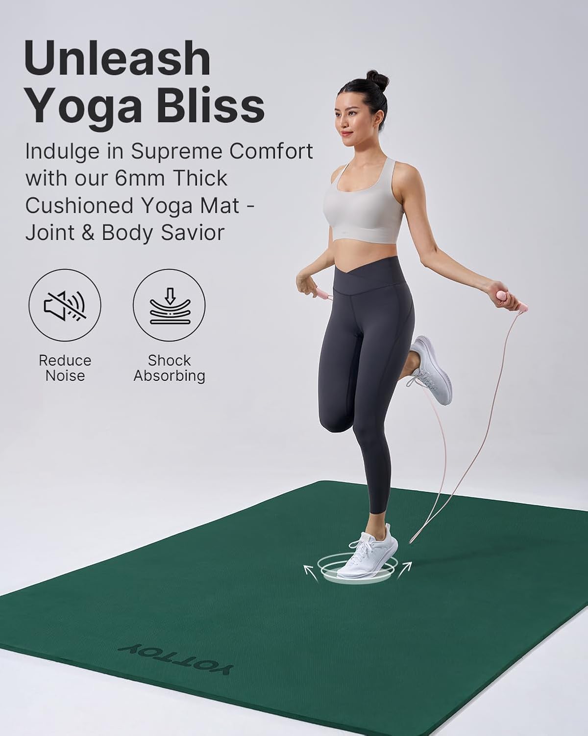 Large Yoga Mat (75 * 52 * 1/2inch),Extra Wide TPE Exercise Mat,Non-Slip Workout Mat for Pilates, Fitness, Barefoot, Home Gym Studio with Strap and Towel