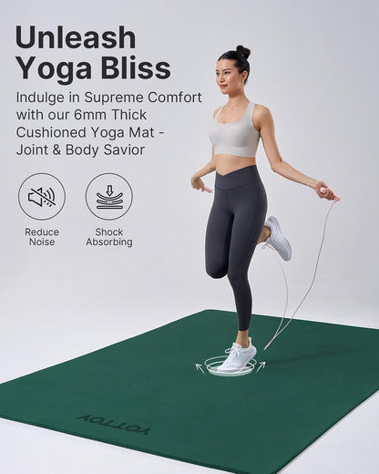 Large Yoga Mat (75 * 52 * 1/2inch),Extra Wide TPE Exercise Mat,Non-Slip Workout Mat for Pilates, Fitness, Barefoot, Home Gym Studio with Strap and Towel