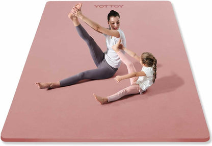 Large Yoga Mat (75 * 52 * 1/2inch),Extra Wide TPE Exercise Mat,Non-Slip Workout Mat for Pilates, Fitness, Barefoot, Home Gym Studio with Strap and Towel
