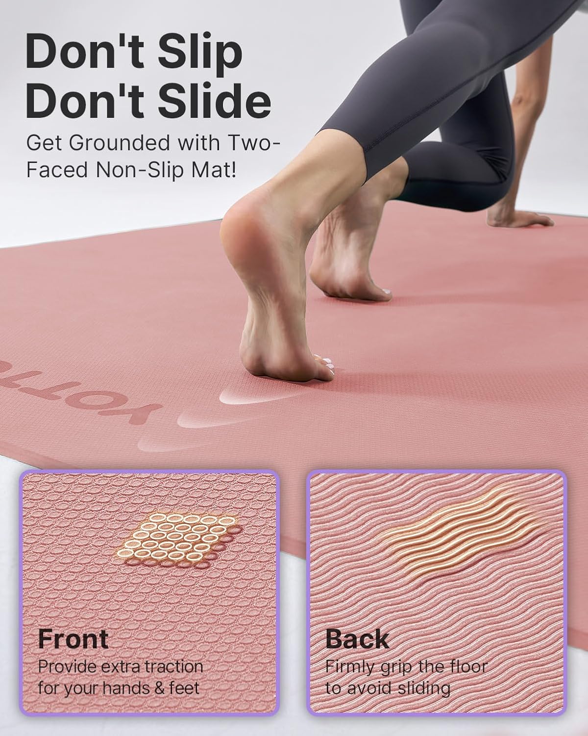 Large Yoga Mat (75 * 52 * 1/2inch),Extra Wide TPE Exercise Mat,Non-Slip Workout Mat for Pilates, Fitness, Barefoot, Home Gym Studio with Strap and Towel