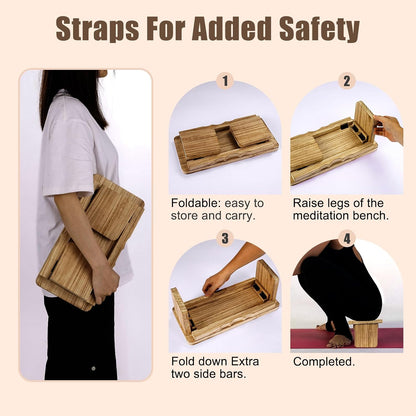 Meditation Bench Kneeling Stool Foldable Wooden Prayer Seat