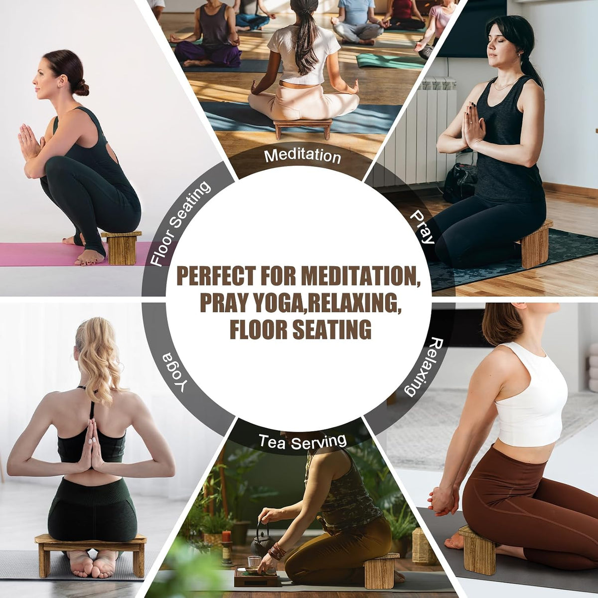 Meditation Bench Kneeling Stool Foldable Wooden Prayer Seat