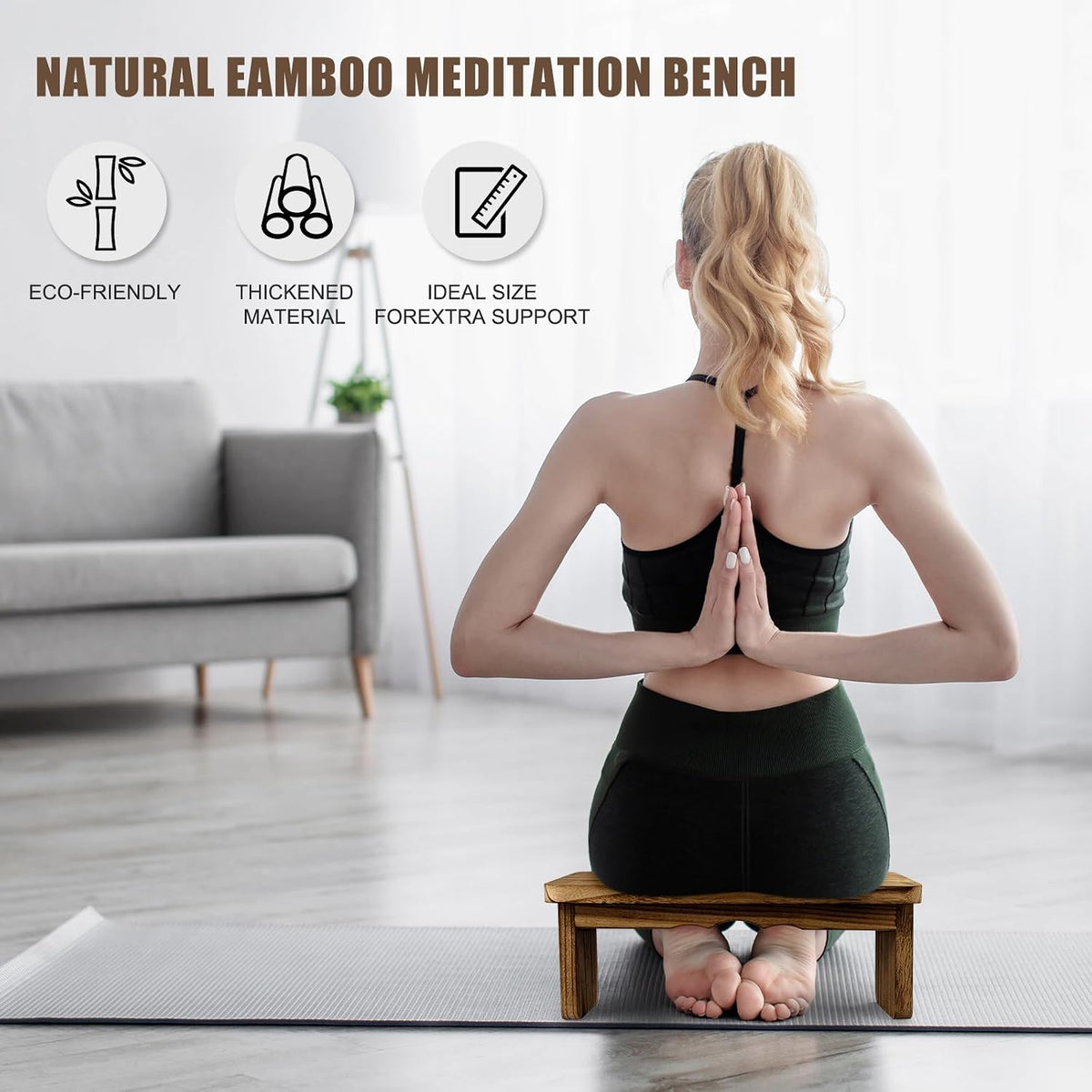 Meditation Bench Kneeling Stool Foldable Wooden Prayer Seat